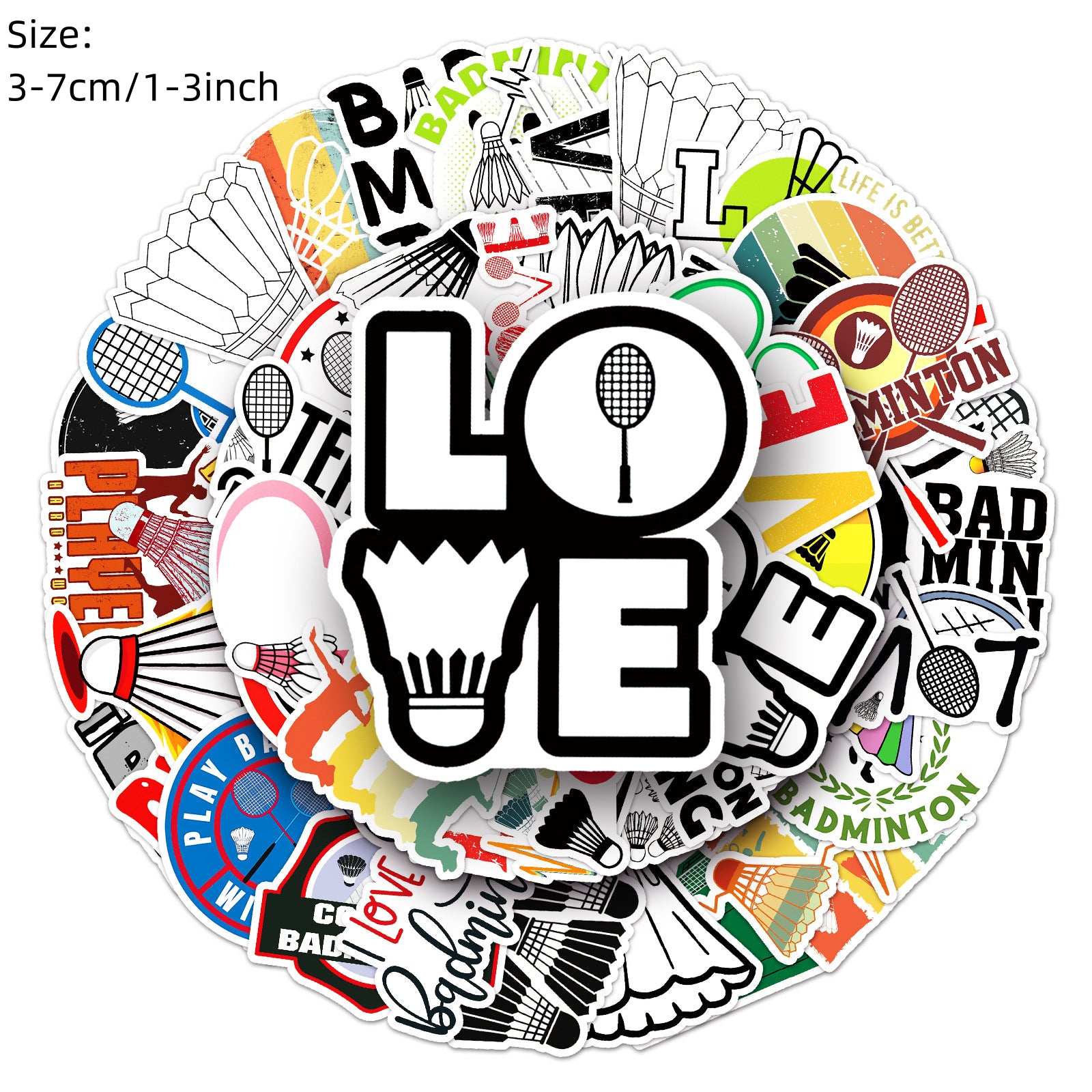 50pcs Badminton Series Waterproof Graffiti Stickers for Motorcycle Laptop Helmet
