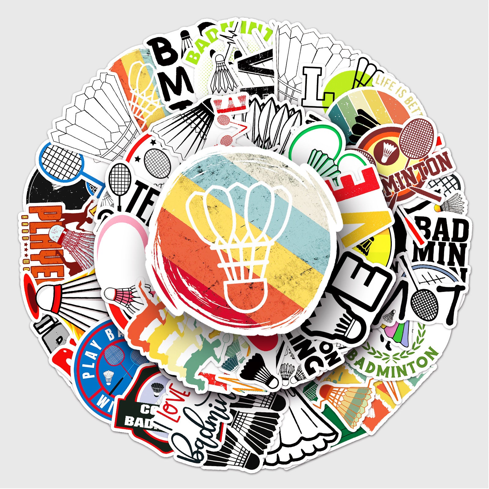 50pcs Badminton Series Waterproof Graffiti Stickers for Motorcycle Laptop Helmet