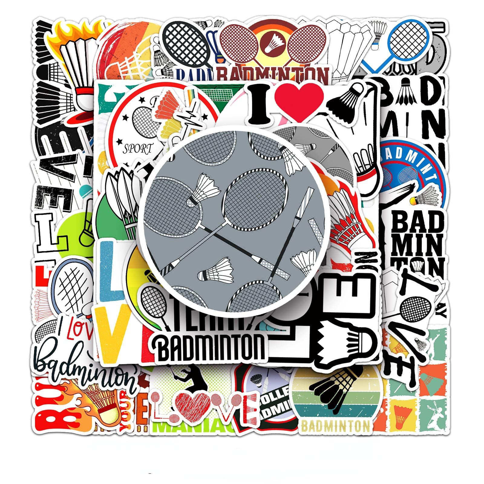 50pcs Badminton Series Waterproof Graffiti Stickers for Motorcycle Laptop Helmet