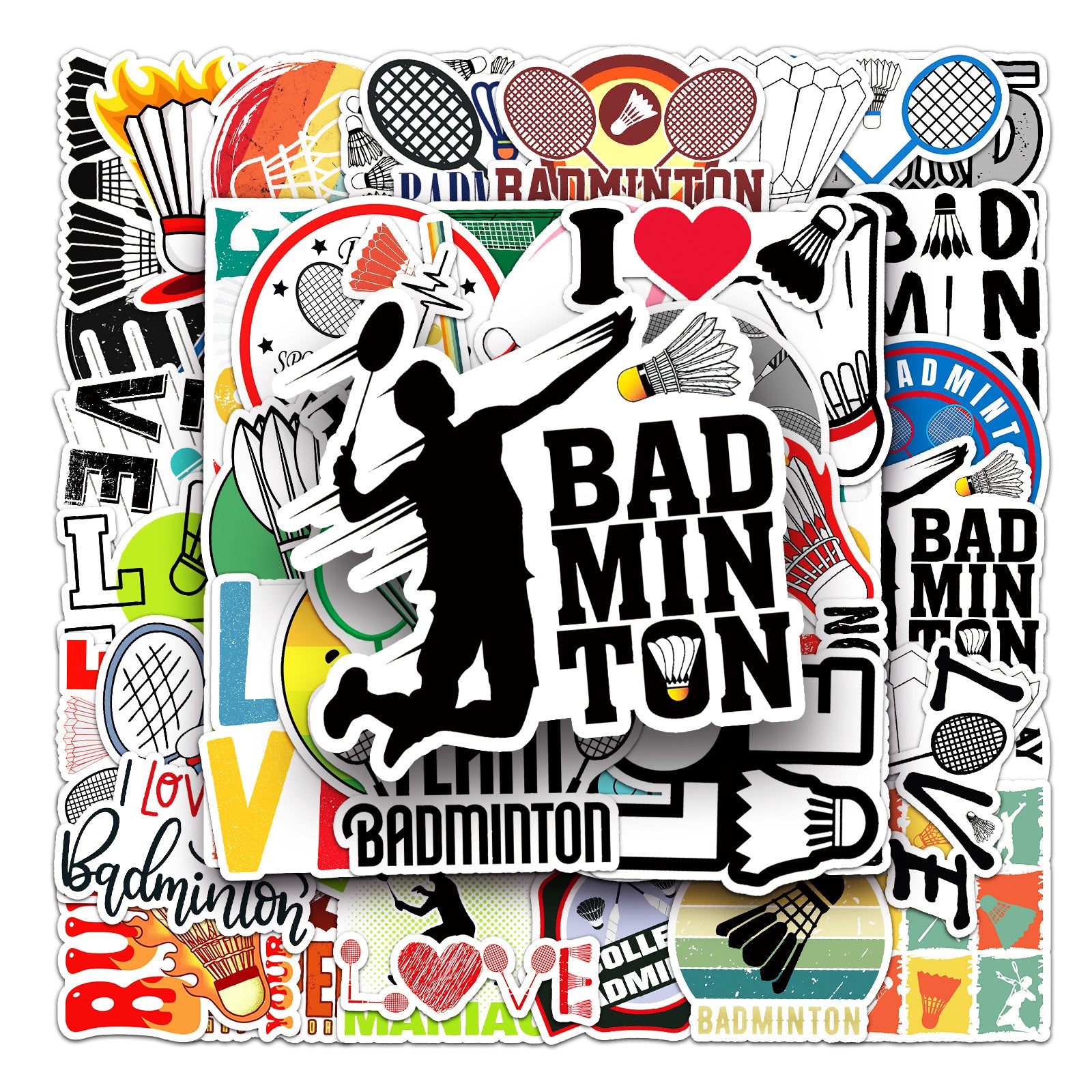 50pcs Badminton Series Waterproof Graffiti Stickers for Motorcycle Laptop Helmet