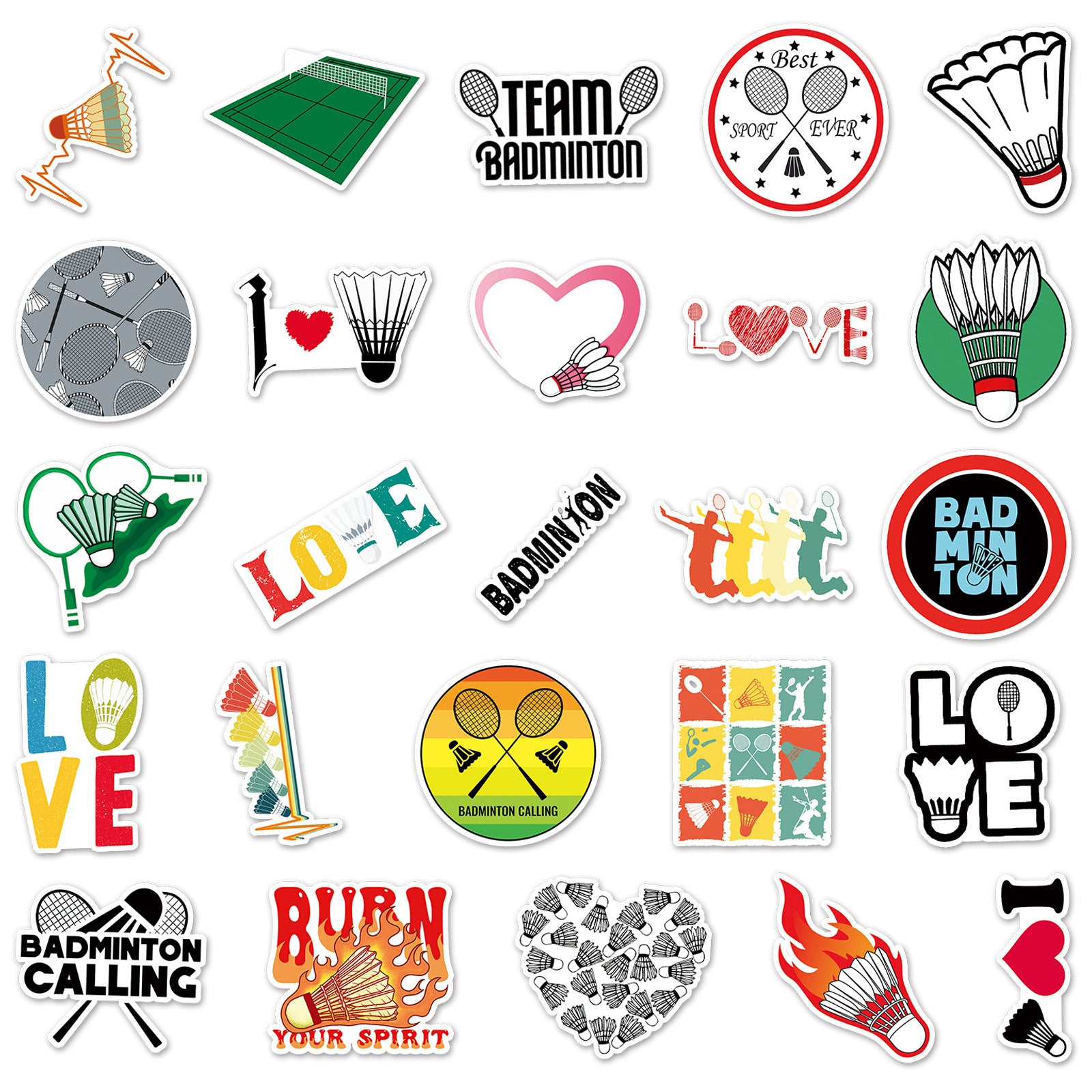 50pcs Badminton Series Waterproof Graffiti Stickers for Motorcycle Laptop Helmet