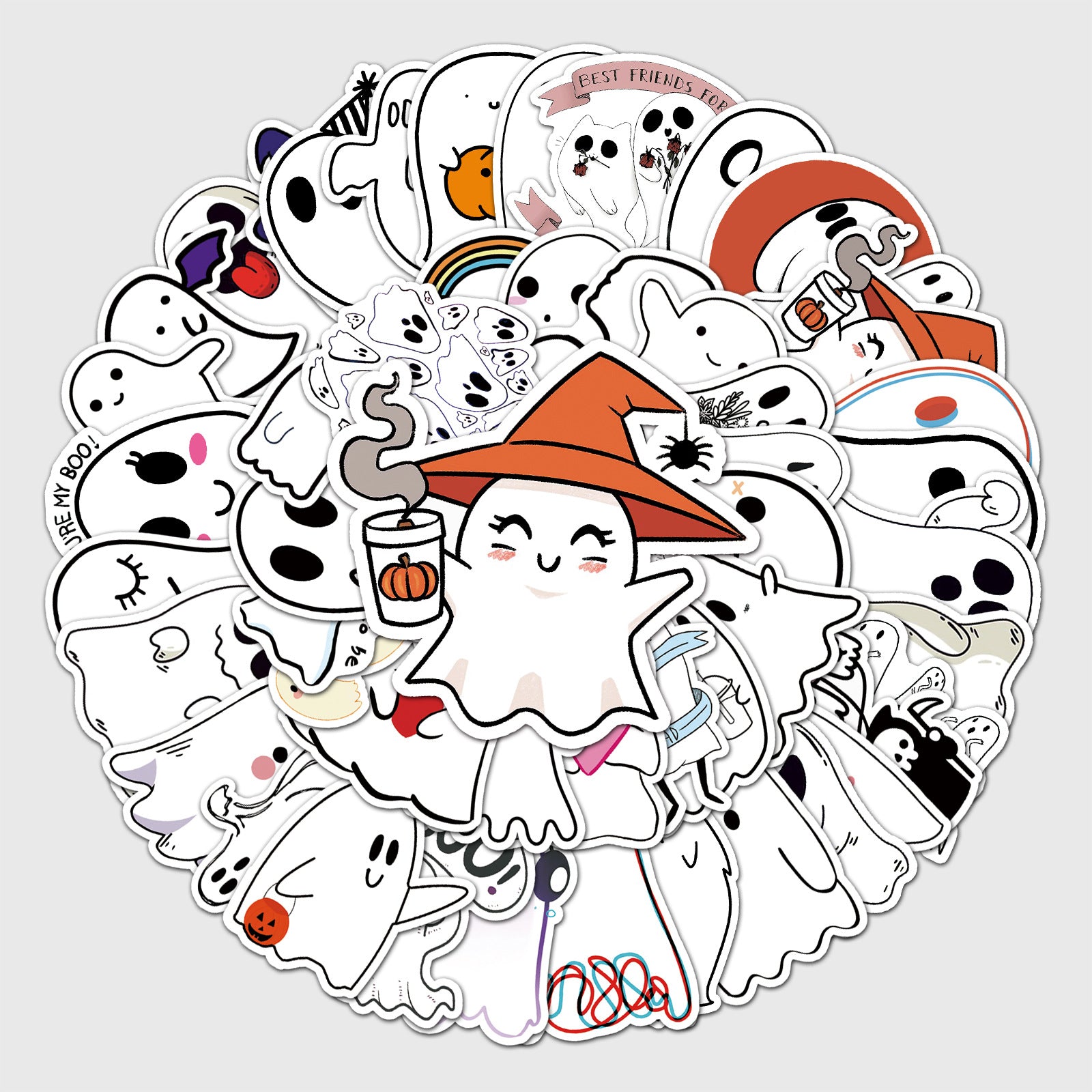 50pcs Halloween Ghost Waterproof Stickers for Helmet Laptop