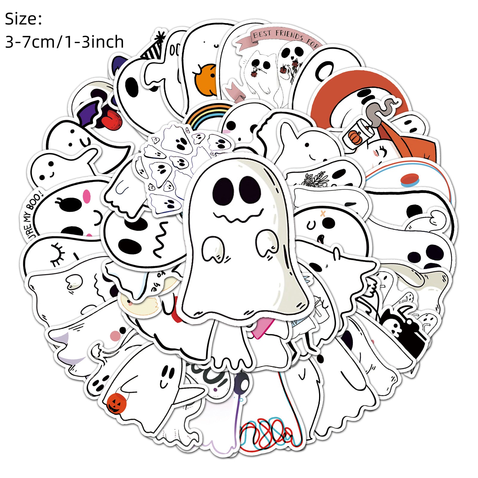 50pcs Halloween Ghost Waterproof Stickers for Helmet Laptop