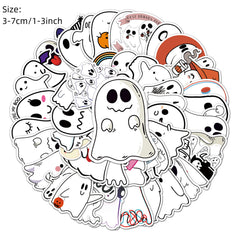 50pcs Halloween Ghost Waterproof Stickers for Helmet Laptop