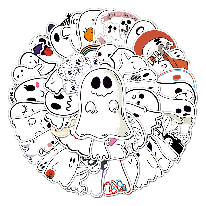 50pcs Halloween Ghost Waterproof Stickers for Helmet Laptop