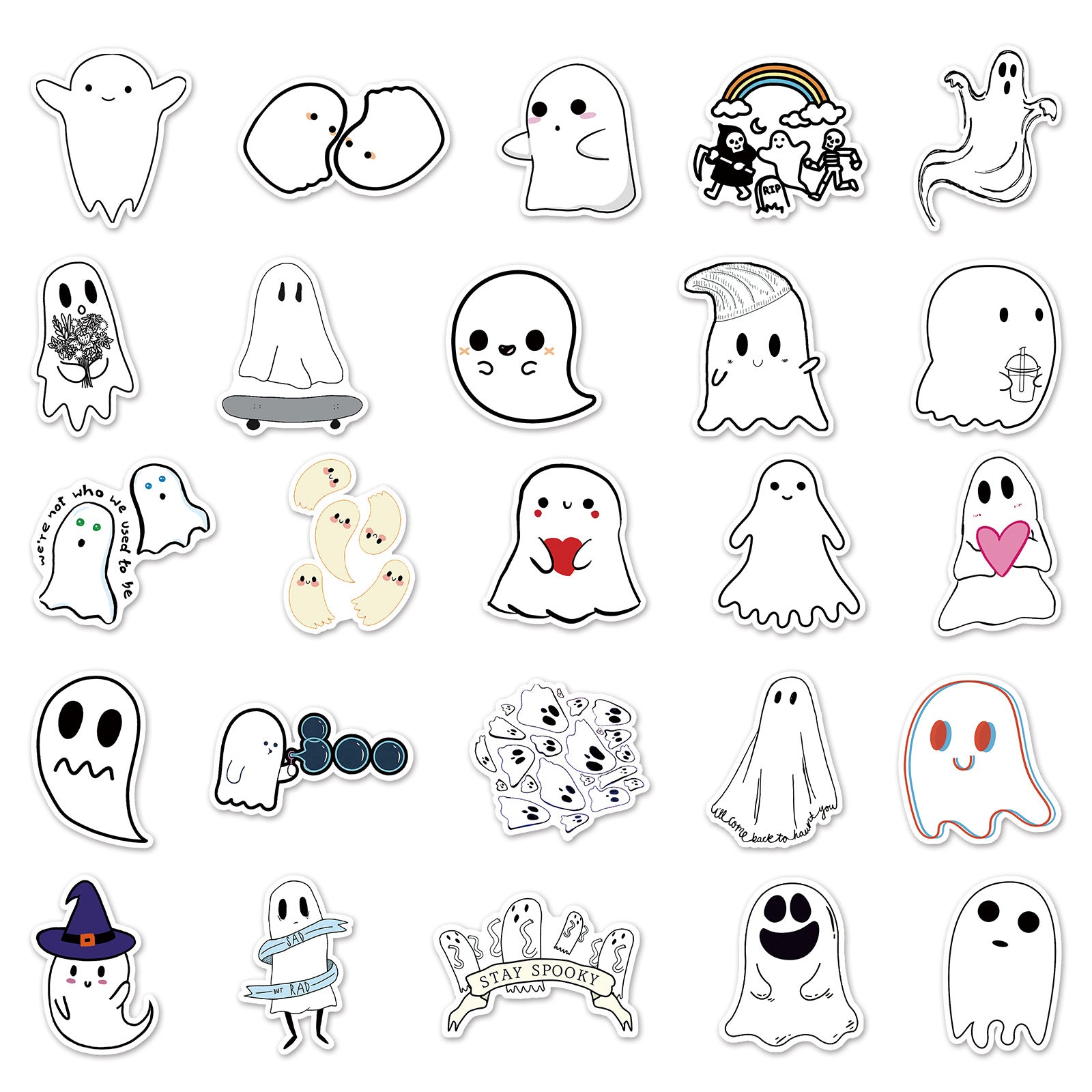 50pcs Halloween Ghost Waterproof Stickers for Helmet Laptop