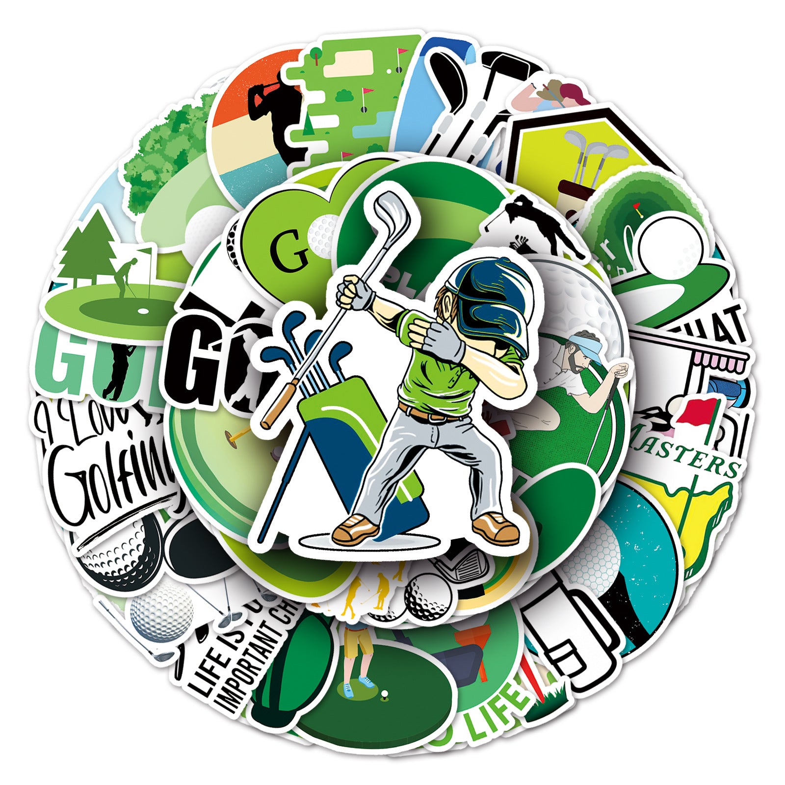 50pcs Golf Series Waterproof Sports Stickers for Motorcycle Laptop Helmet Mug