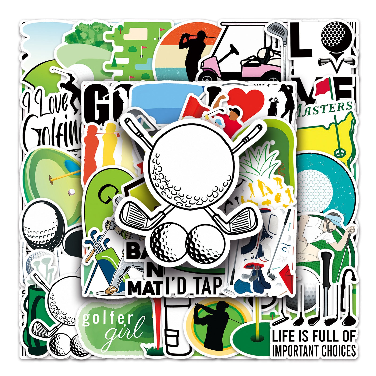 50pcs Golf Series Waterproof Sports Stickers for Motorcycle Laptop Helmet Mug