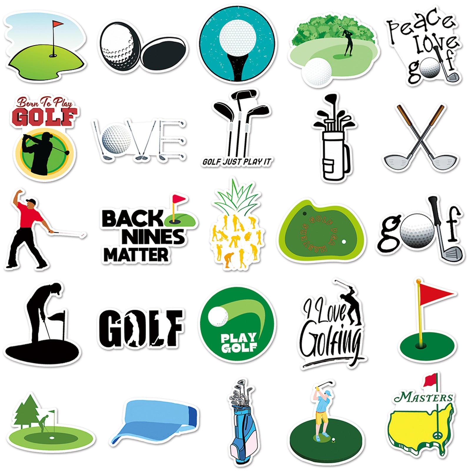 50pcs Golf Series Waterproof Sports Stickers for Motorcycle Laptop Helmet Mug