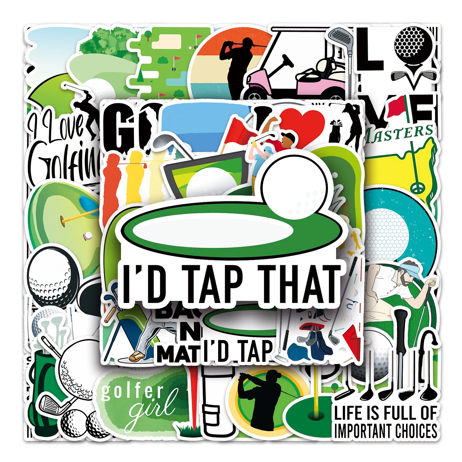 50pcs Golf Series Waterproof Sports Stickers for Motorcycle Laptop Helmet Mug