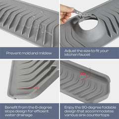 Kitchen Sink Splash Guard Silicone Drip Catcher Tray for Faucet