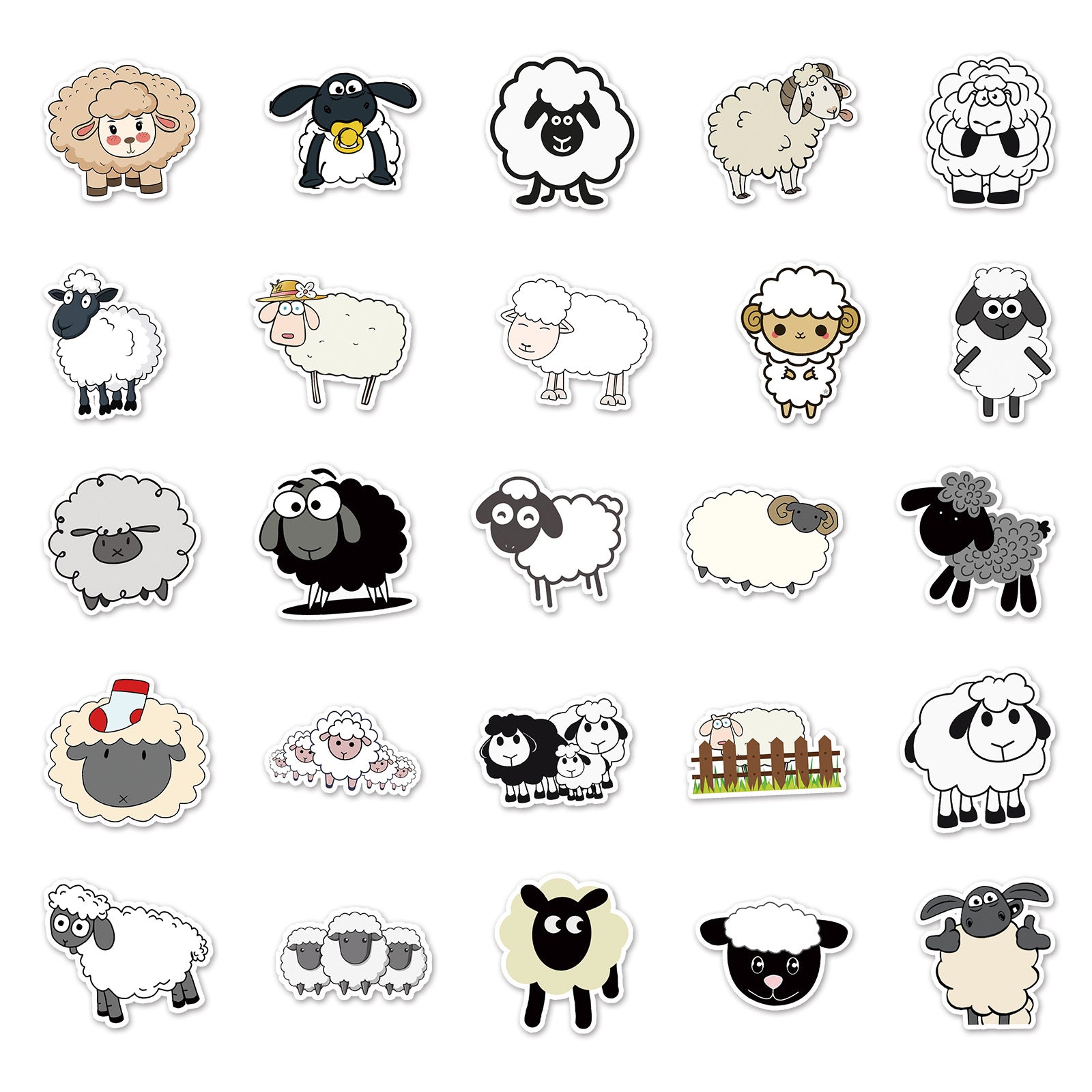 50pcs Sheep Series Animal Stickers, Waterproof Graffiti Sticker for Laptop