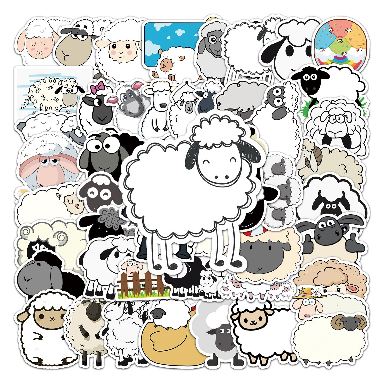 50pcs Sheep Series Animal Stickers, Waterproof Graffiti Sticker for Laptop