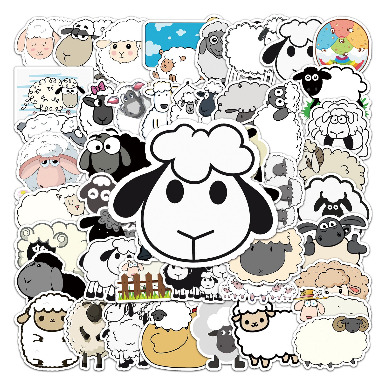 50pcs Sheep Series Animal Stickers, Waterproof Graffiti Sticker for Laptop