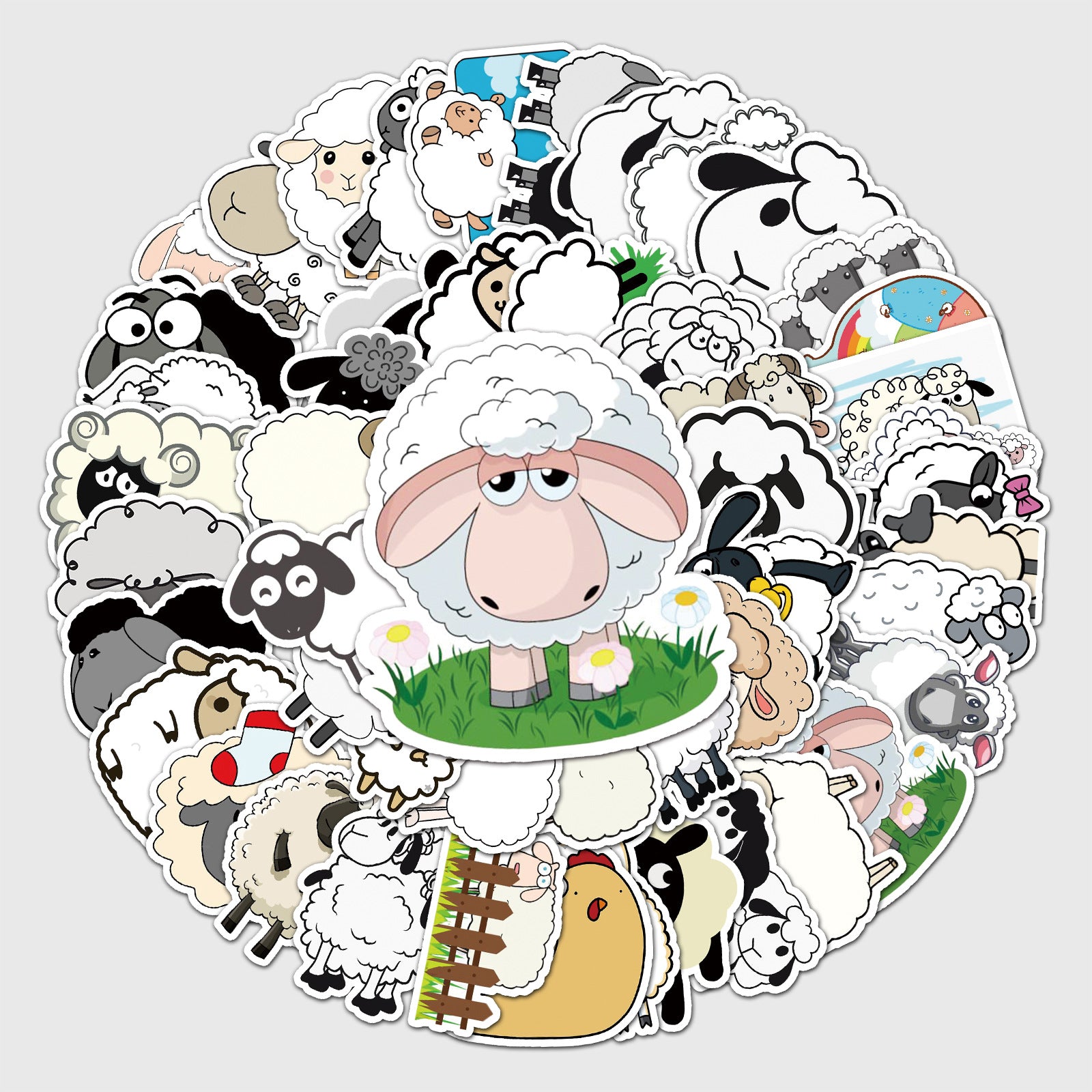 50pcs Sheep Series Animal Stickers, Waterproof Graffiti Sticker for Laptop