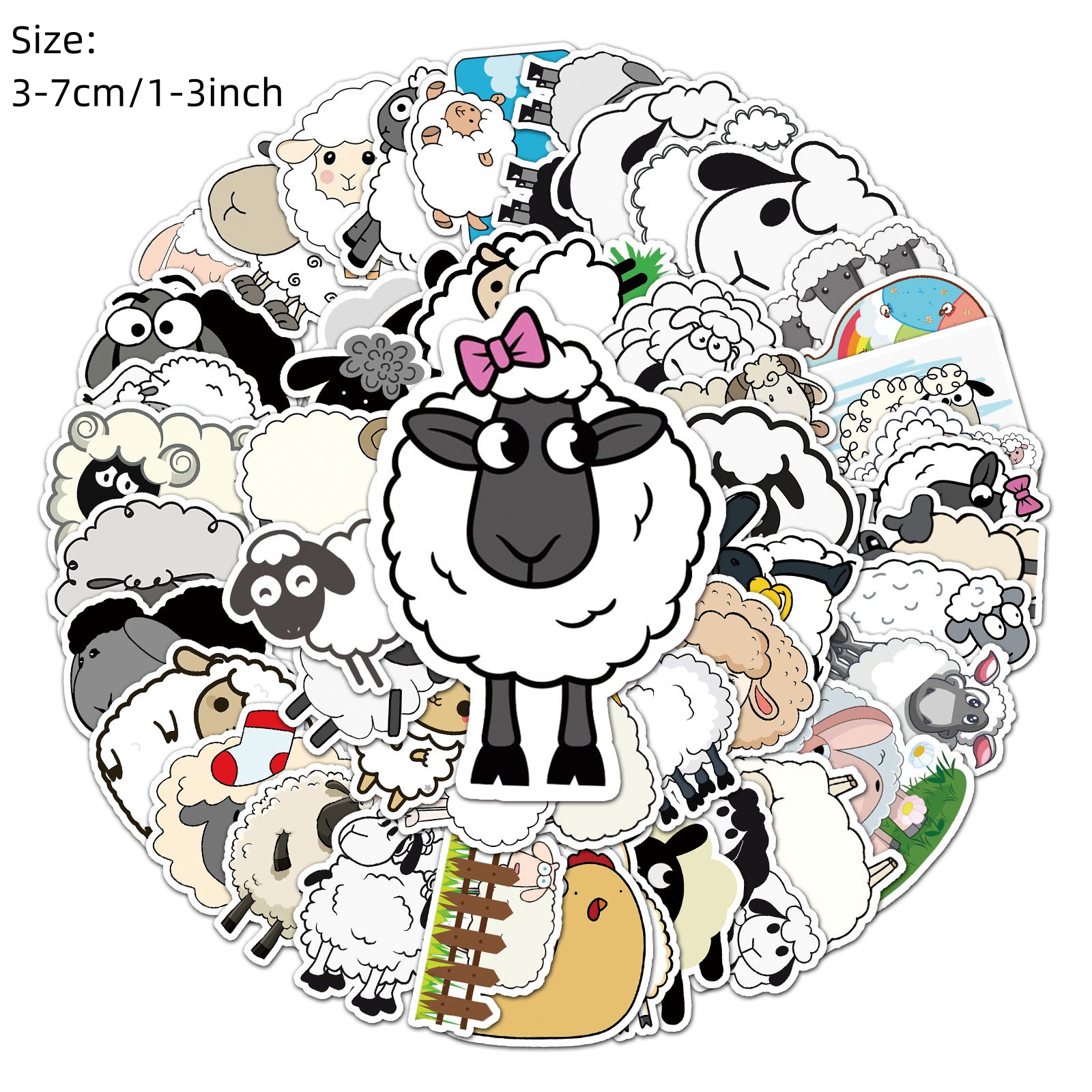 50pcs Sheep Series Animal Stickers, Waterproof Graffiti Sticker for Laptop
