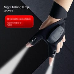 LED Fishing Half Finger Gloves Rechargeable Lighting Gloves For Night Fishing