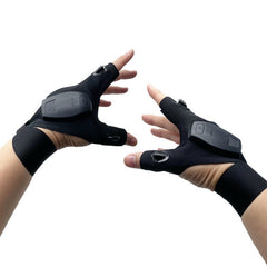 LED Fishing Half Finger Gloves Rechargeable Lighting Gloves For Night Fishing