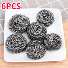 6pcs Steel Wire Ball Stainless Steel Sponges Scrubbers Cleaning Ball