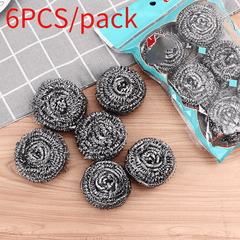 6pcs Steel Wire Ball Stainless Steel Sponges Scrubbers Cleaning Ball