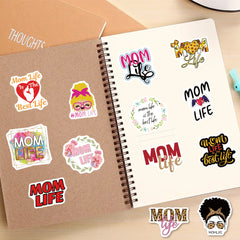 50pcs Mom Cartoon Stickers Waterproof Vinyl Sticker For Teen Girl