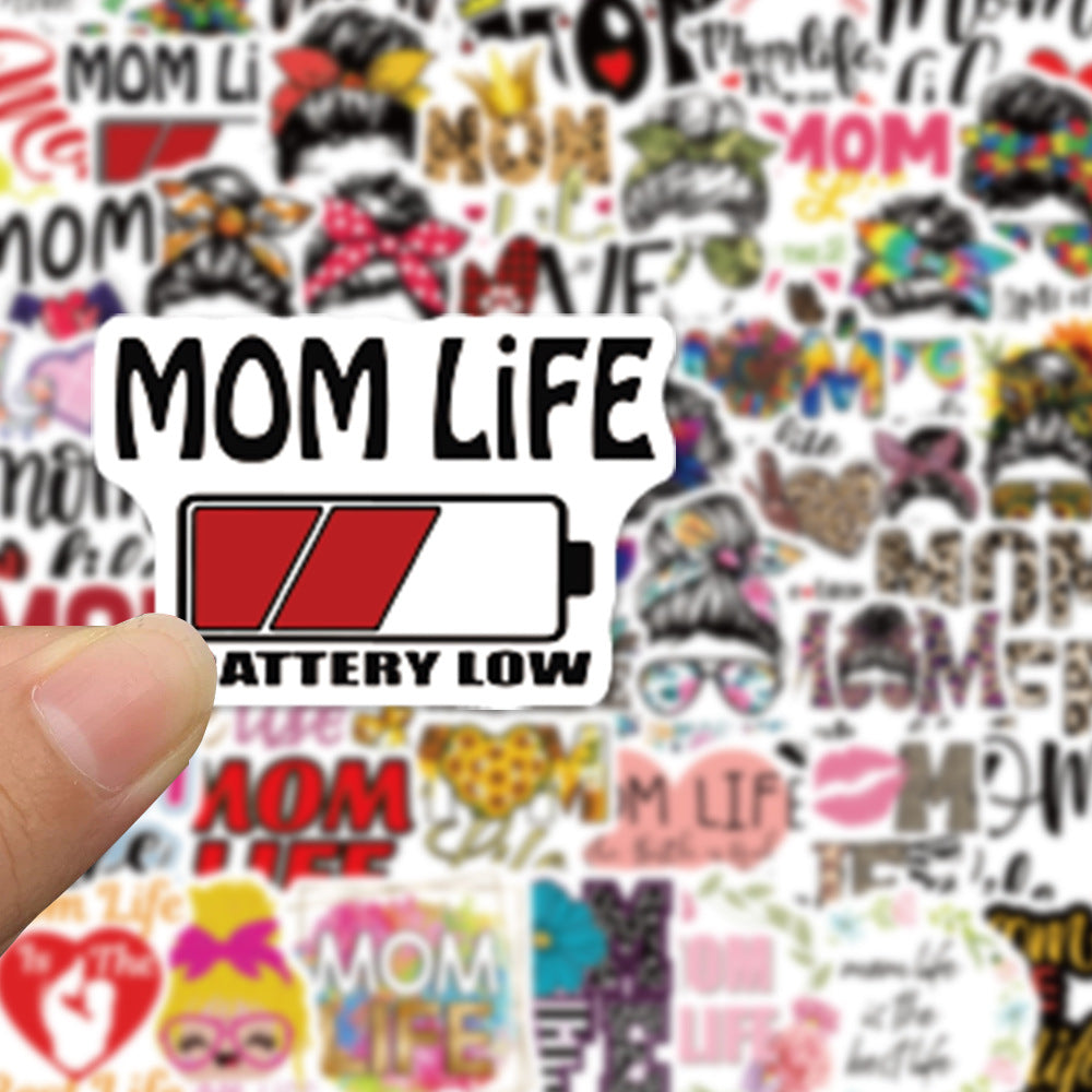 50pcs Mom Cartoon Stickers Waterproof Vinyl Sticker For Teen Girl