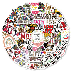 50pcs Mom Cartoon Stickers Waterproof Vinyl Sticker For Teen Girl