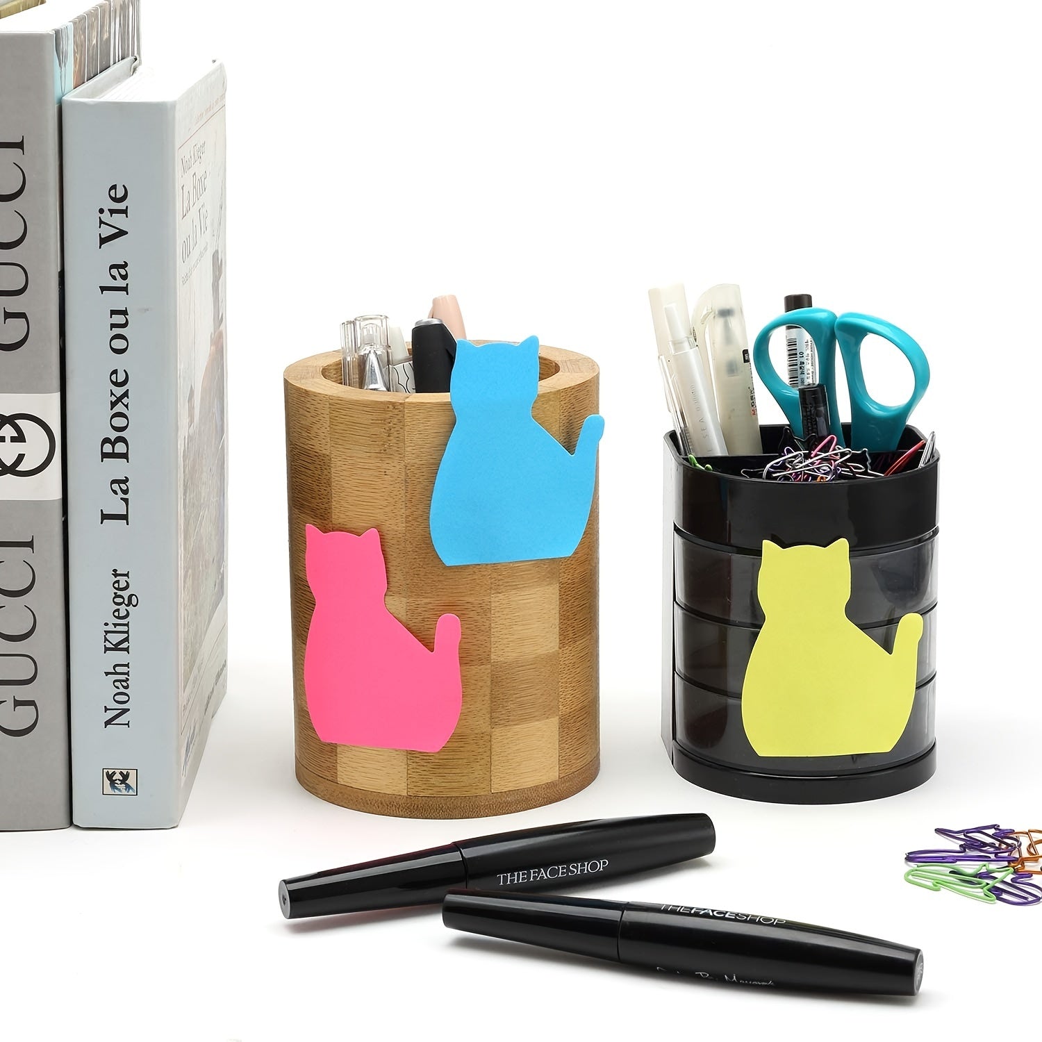 Cute Cat Sticky Notes, 8 Colors, 30 Sheets, Adhesive Notepads
