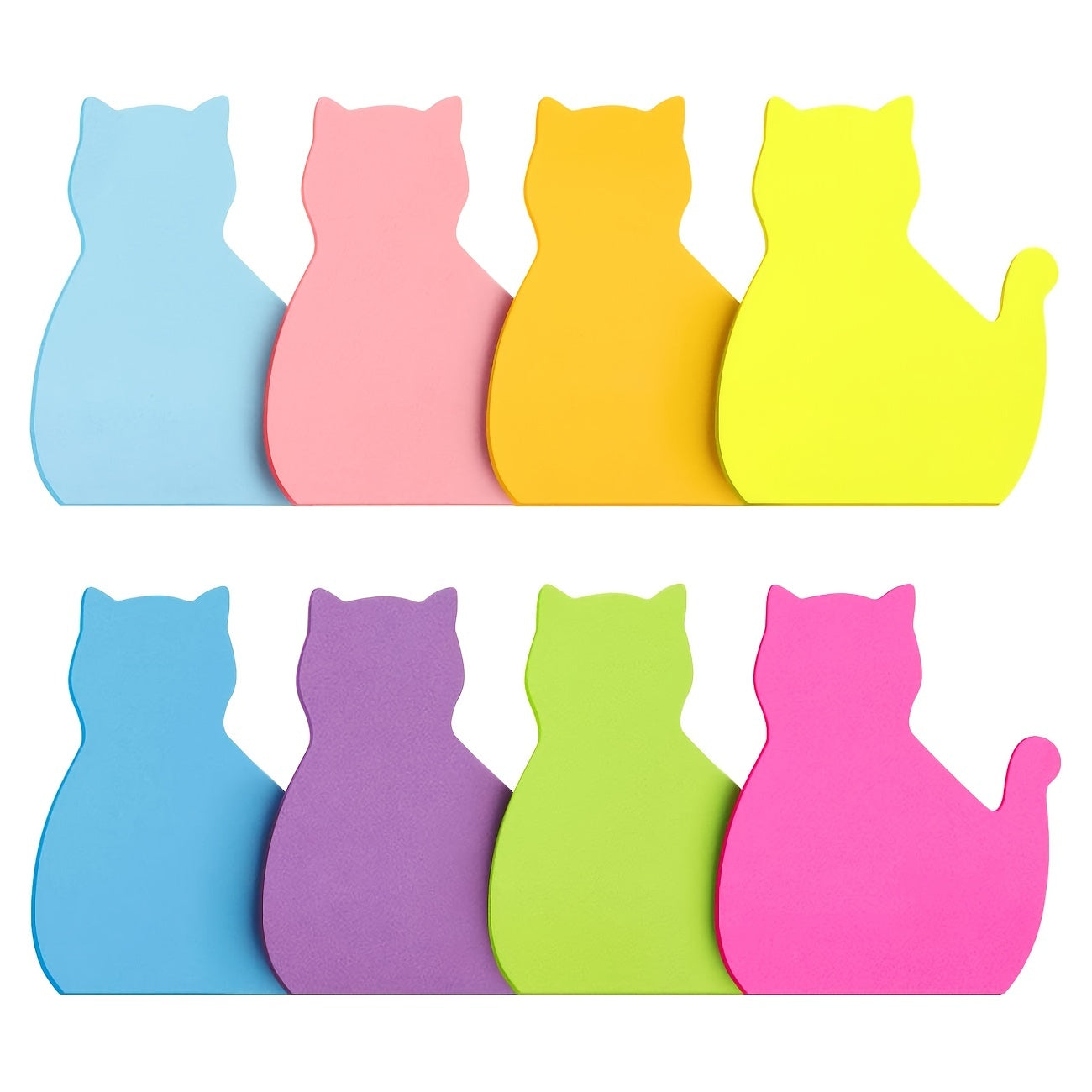 Cute Cat Sticky Notes, 8 Colors, 30 Sheets, Adhesive Notepads