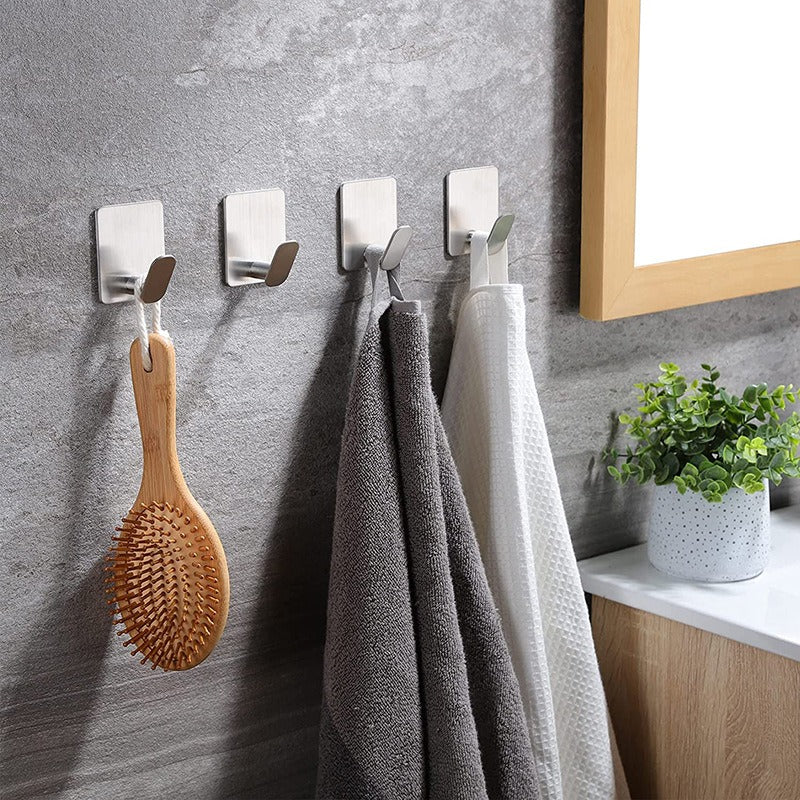 Stainless Steel Adhesive Towel Hook Coat Hat Hook Bathroom Wall