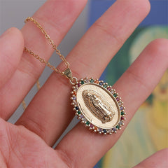 Girl's Lucky Virgin Mary Pendant Necklace Christian Jewelry