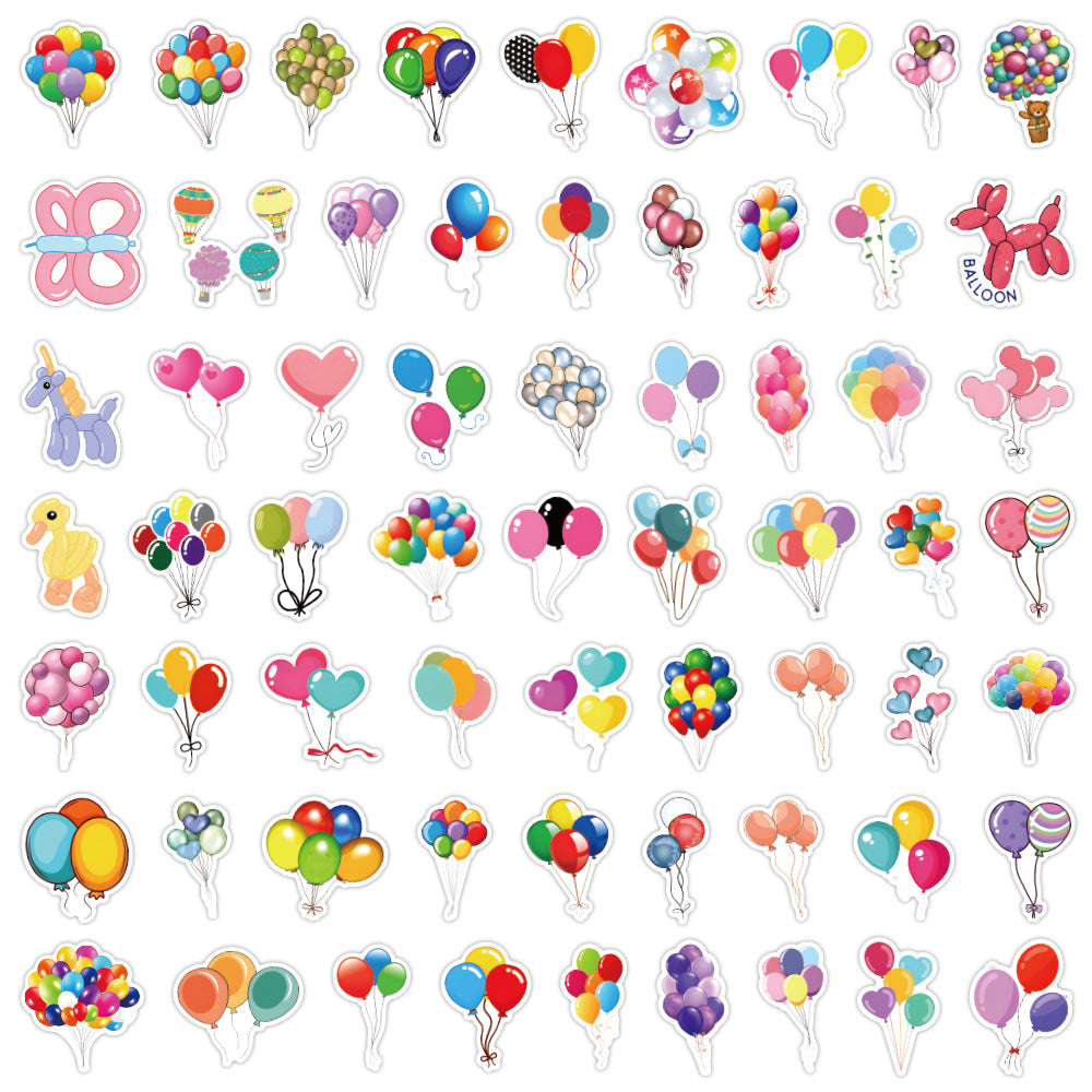 60pcs Cartoon Balloon Stickers DIY Phone Case Laptop Car Water Bottle