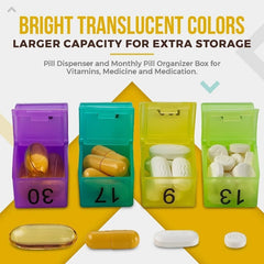 Monthly Pill Cases Colorful Pill Dispenser Container 32 Slots Pill Box 31 Days