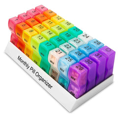 Monthly Pill Cases Colorful Pill Dispenser Container 32 Slots Pill Box 31 Days