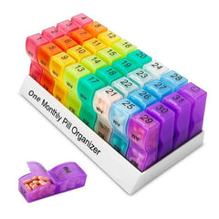Monthly Pill Cases Colorful Pill Dispenser Container 32 Slots Pill Box 31 Days
