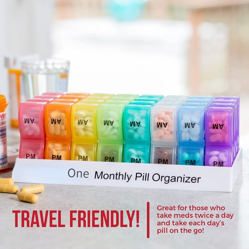 Monthly Pill Cases Colorful Pill Dispenser Container 32 Slots Pill Box 31 Days