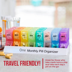 Monthly Pill Cases Colorful Pill Dispenser Container 32 Slots Pill Box 31 Days