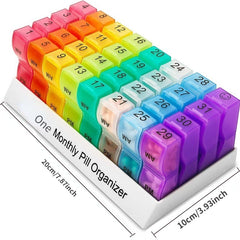 Monthly Pill Cases Colorful Pill Dispenser Container 32 Slots Pill Box 31 Days