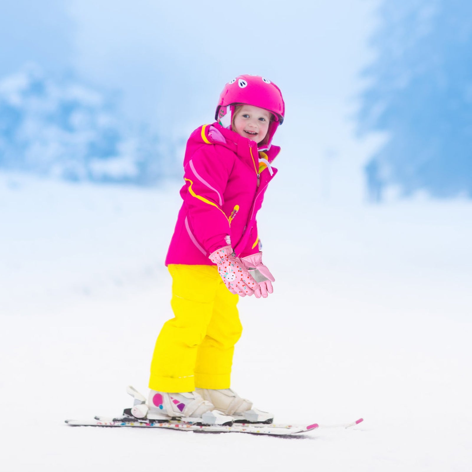 Winter Snow Gloves Cartoon Rabbit Gloves for Outdoor Snowboarding