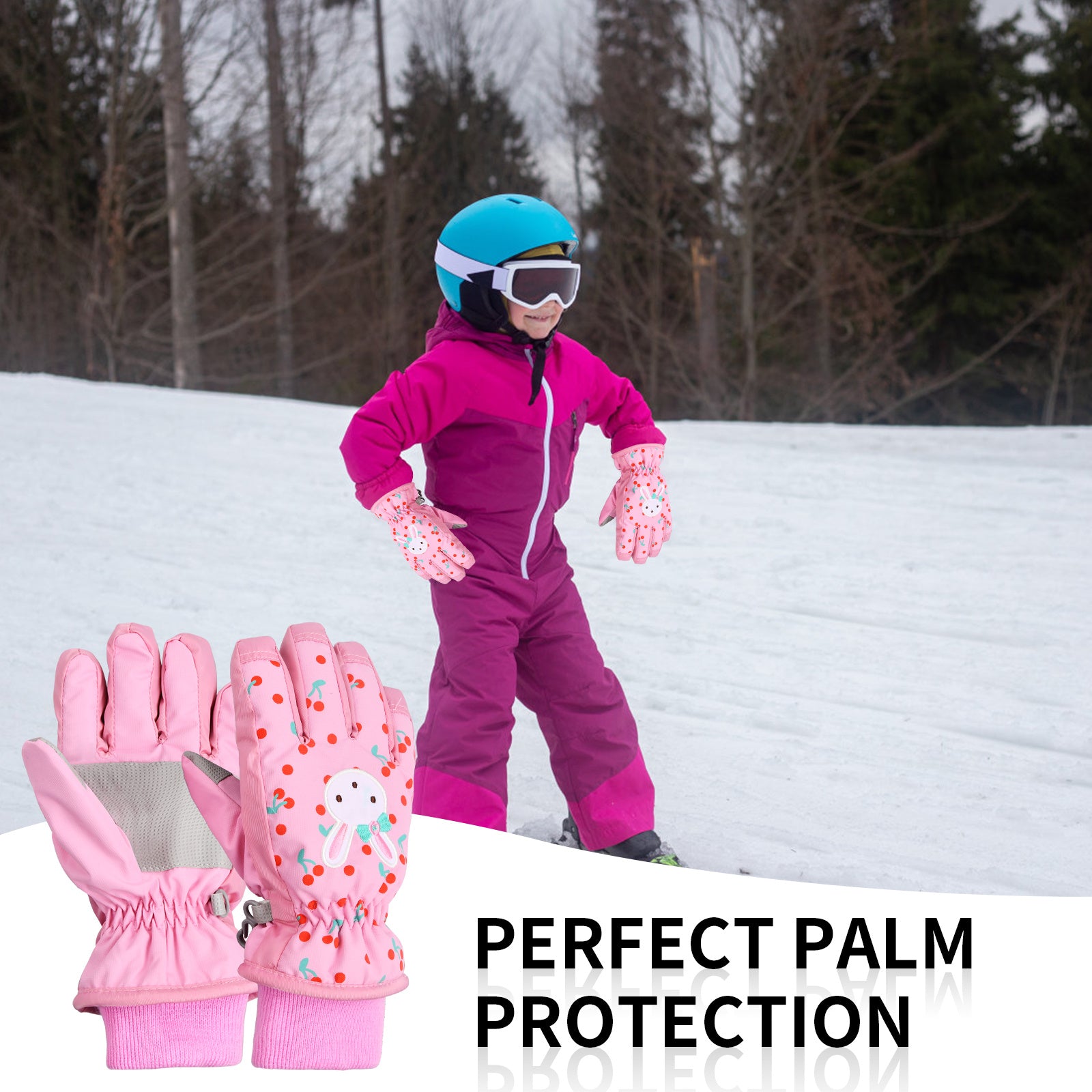 Winter Snow Gloves Cartoon Rabbit Gloves for Outdoor Snowboarding