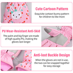 Winter Snow Gloves Cartoon Rabbit Gloves for Outdoor Snowboarding