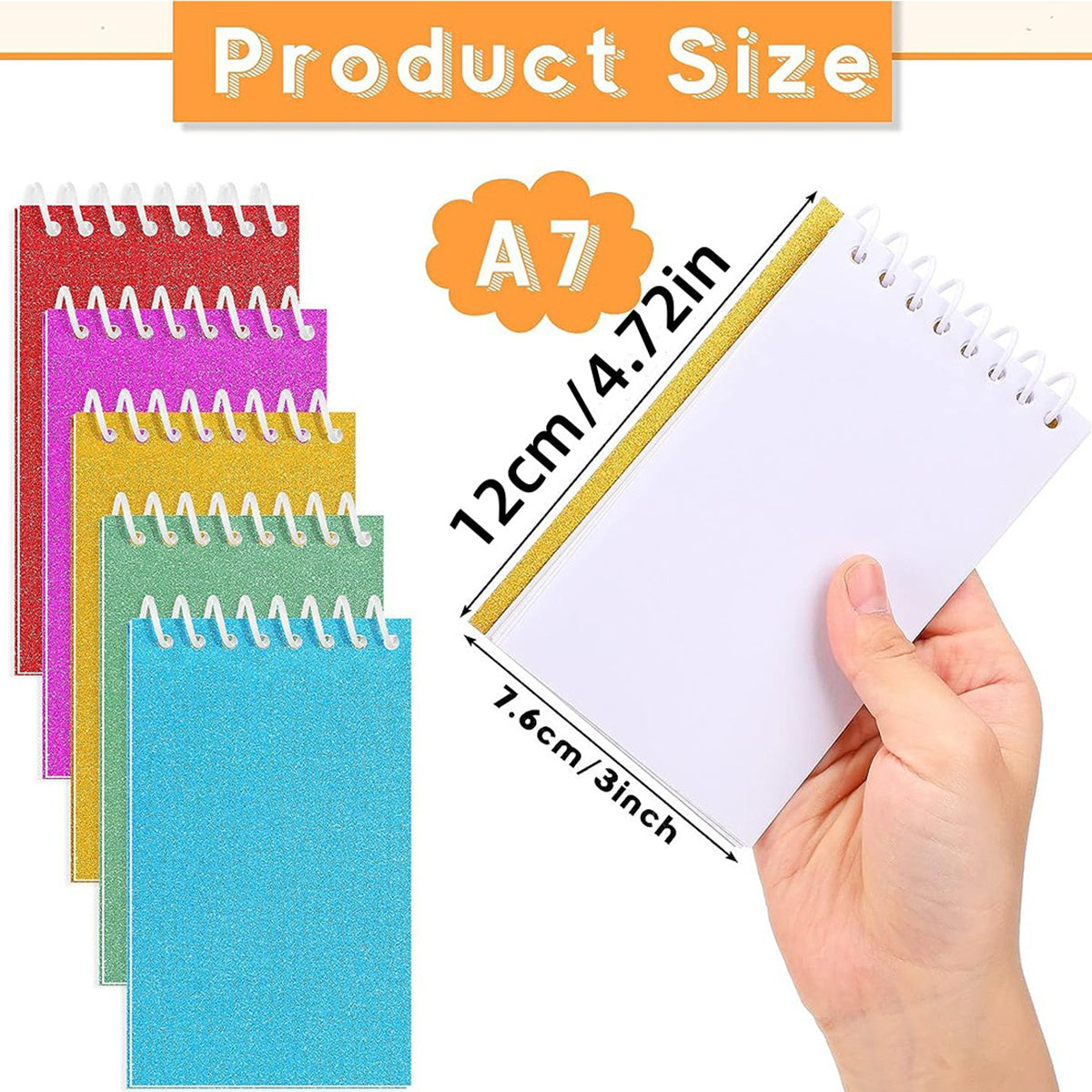 5pcs Mini Memo Notebooks Small Spiral Notepads Pocket Notebook Blank Shining