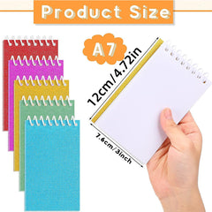 5pcs Mini Memo Notebooks Small Spiral Notepads Pocket Notebook Blank Shining