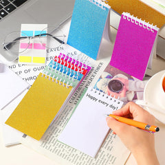 5pcs Mini Memo Notebooks Small Spiral Notepads Pocket Notebook Blank Shining