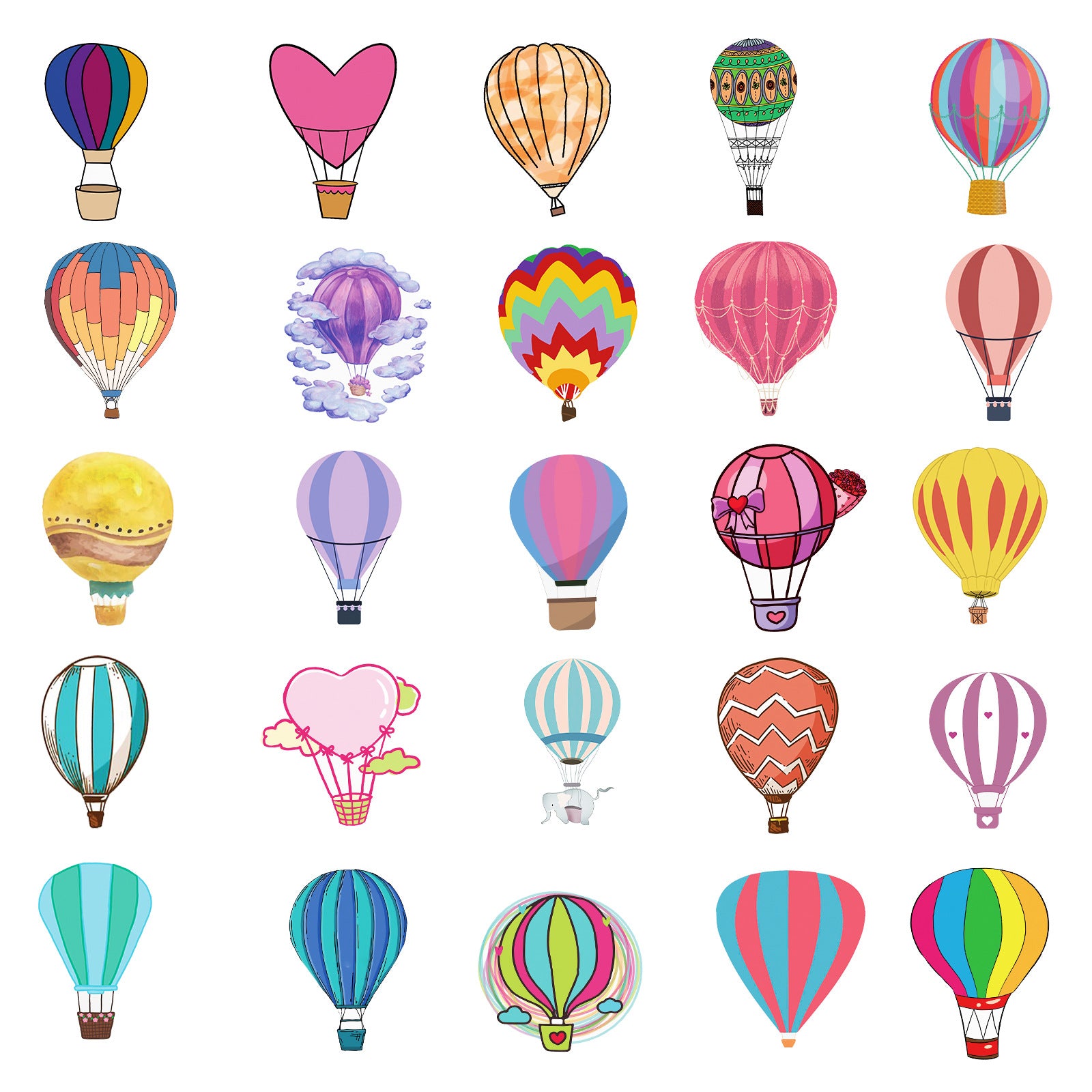 50pcs Hot Air Balloon Series Waterproof Graffiti Stickers for Laptop Helmet Mug