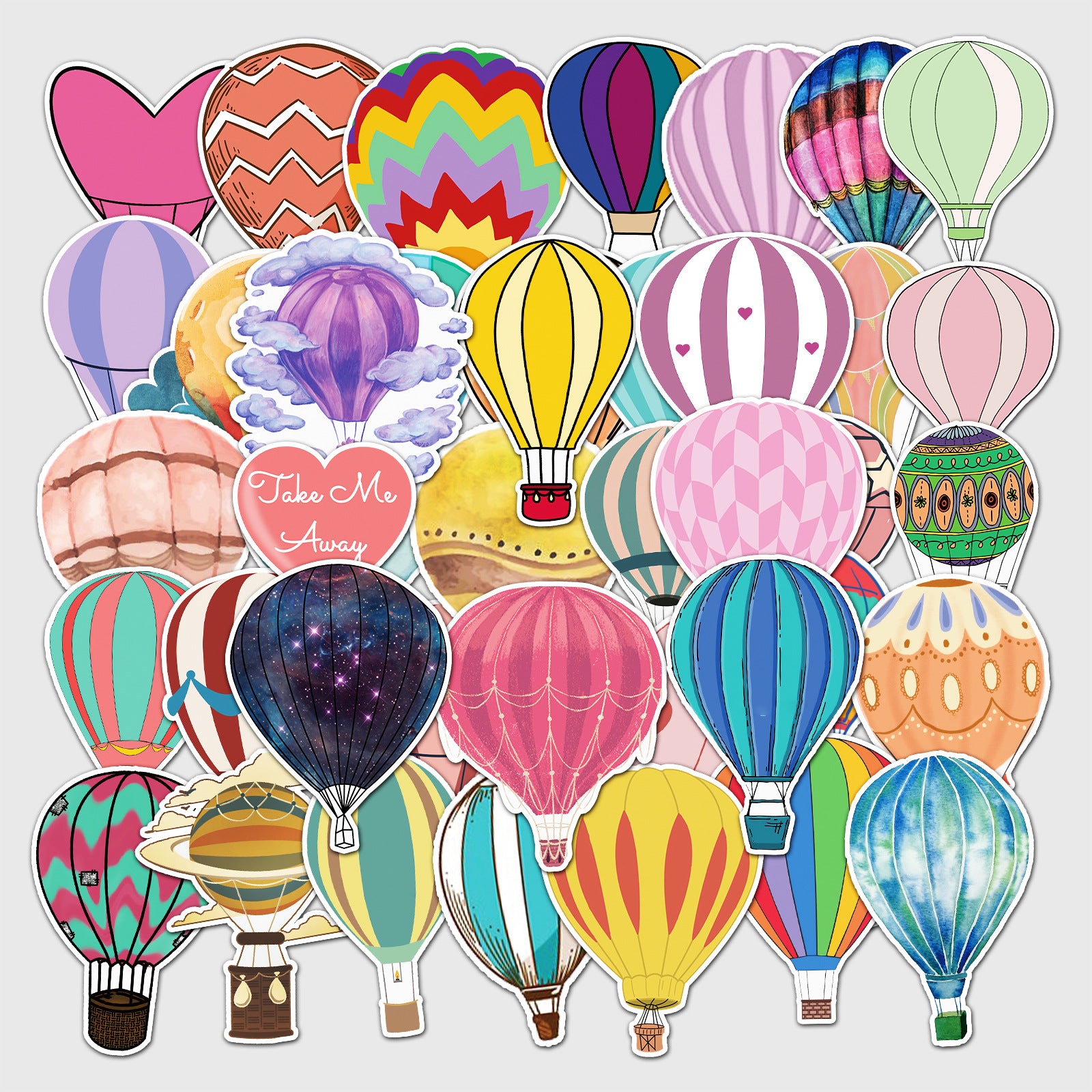 50pcs Hot Air Balloon Series Waterproof Graffiti Stickers for Laptop Helmet Mug