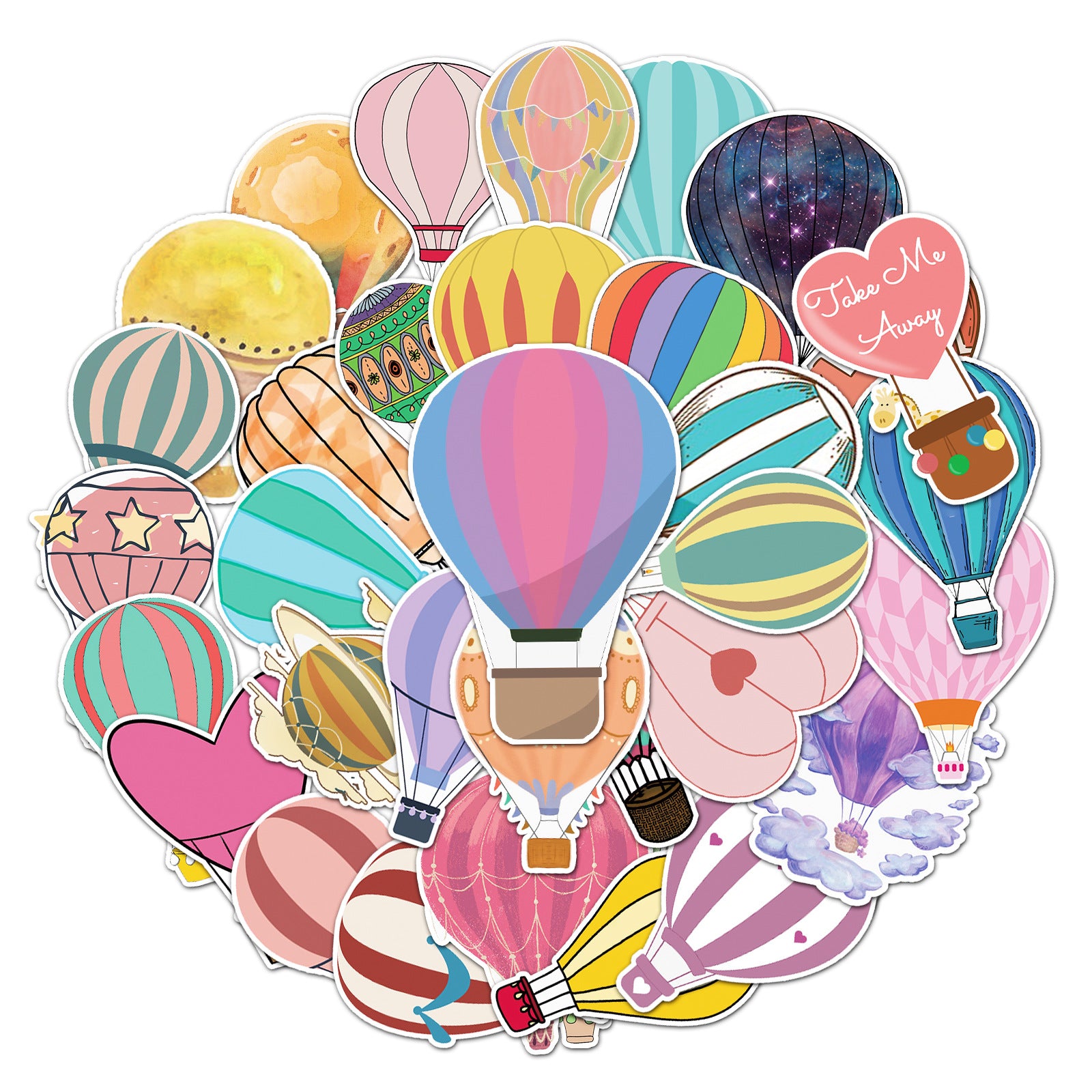 50pcs Hot Air Balloon Series Waterproof Graffiti Stickers for Laptop Helmet Mug