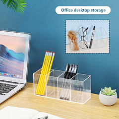 Acrylic Pencil Makeup Brush Holder 4 Compartments Storage