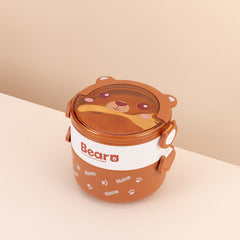 Cartoon Double Layer Lunch Box for Students & Workers, Leakproof Food Container