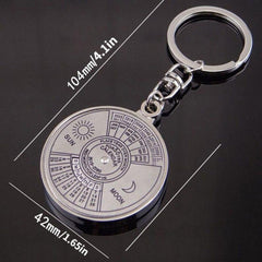 Rotating 50-Year Perpetual Calendar Keyring Compass